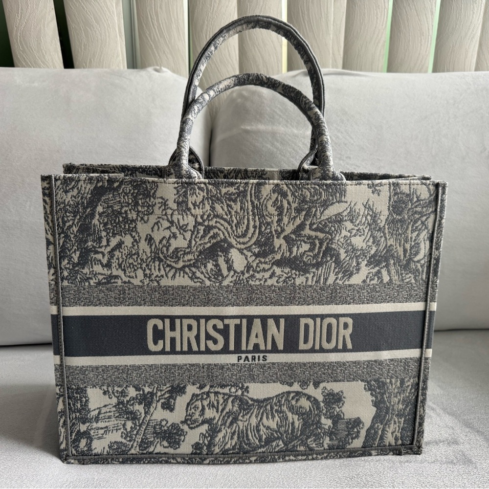 Dior Gray Toile Large Book Tote